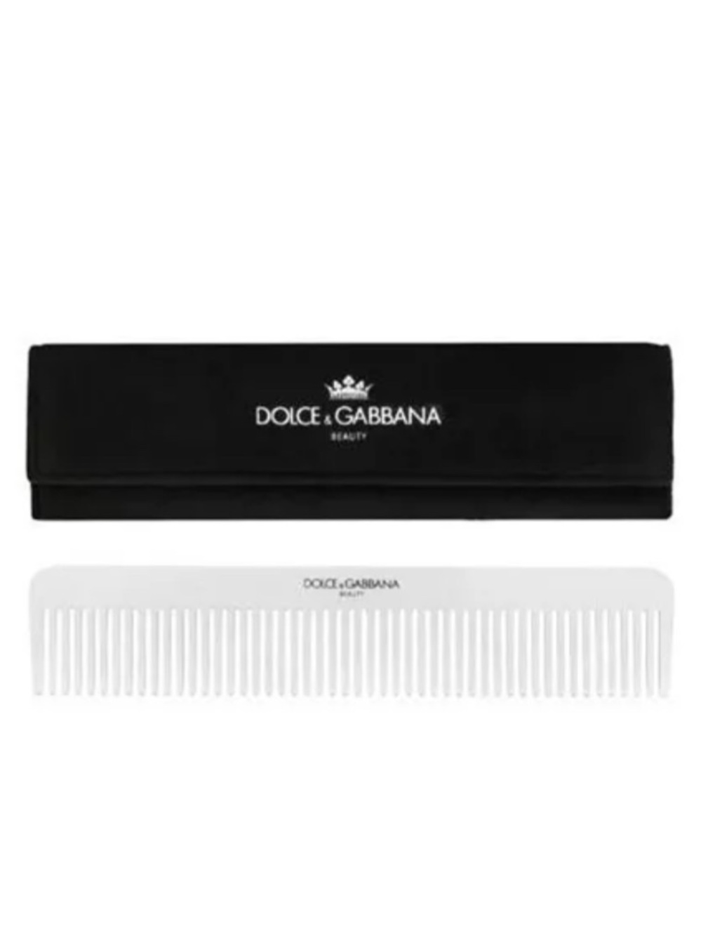 Dolce & Gabbana Authentic Silver metal comb with Black Logo Carry Velvet Pouch
